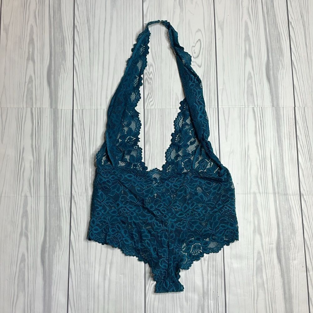 Fredericks Plunge Front Jessica Lace Teddy TEAL Small - Picture 8 of 8